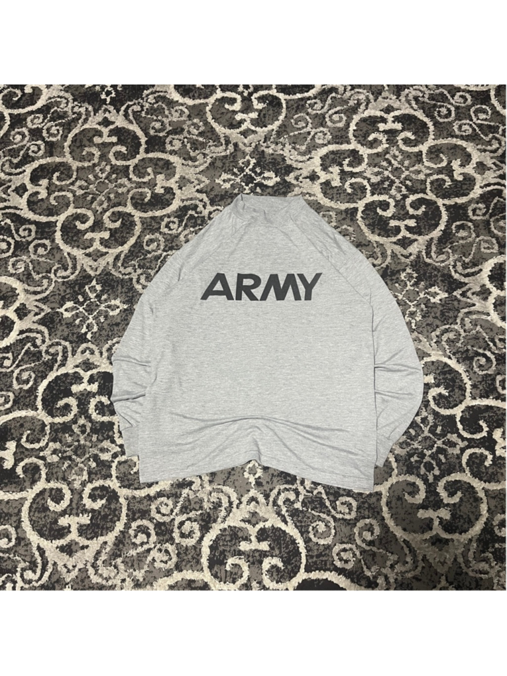 Men's Gray Black ARMY Long Sleeve Tee L